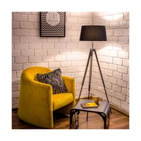 Tripod Floor Lamp 1xE27 Max.60W Black Beech Wood/Transparent PVC Cable/Black Fabric Shade 6025004