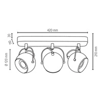 Ball Wood Ceiling Lamp Incl. 3xLED GU10 5W Oiled Oak/Satin 5131374