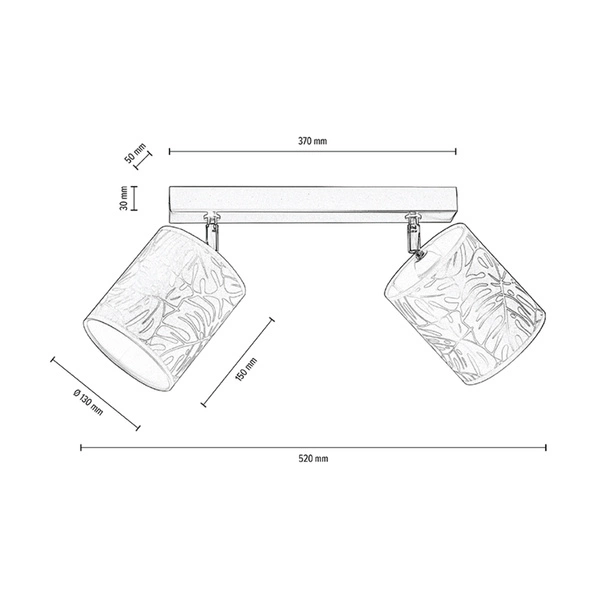 Mateo Ceiling Lamp 2xE27 Max.25W Black Metal/Beige Wallpaper 87800204