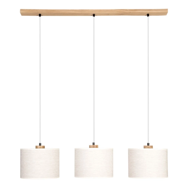 Boho Hanging Lamp 3xE27 Max.40W Oiled Oak/Transparent PVC/Beige