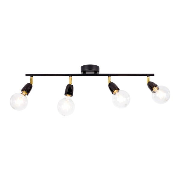 Porcia Ceiling Lamp 4xE27 Max.25W Black Metal/Gold Metal/Black Ceramics 8127404