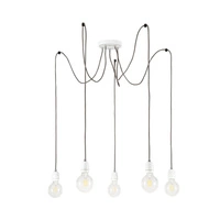 Porcia Pendant Lamp 5xE27 Max.60W White Metal/White Ceramics/Anthracite Fabric Cable 3181502