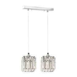 Casina Pendat Lamp 2xE27 Max.60W  Chrome Metal/Transparent Crystal