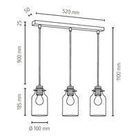Alessandro Wood Pendant Lamp 3xE27 Max.60W Oiled/Transparent Oak 1760374