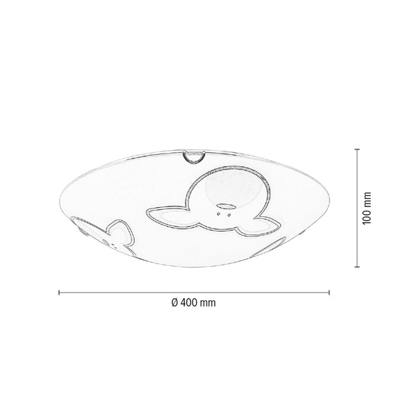 Rubby Ceiling Lamp 2xE27 Max.60W Chrome Metal/White Glass with Rabbit Pattern 4574002