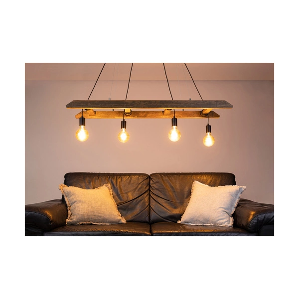 Eskalo Pendant Lamp 4xE27 Max.60W Stained Pine on Walnut/Black Metal/Black PVC Cable 7219456