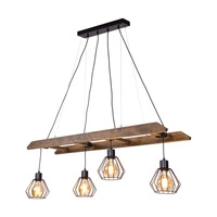 Lampa Wisząca Eskalo 4xE27 Max.60W Bejcowana Sosna na Orzechu/Czarnym Metalu/Czarnym Kablu PCV 7229456