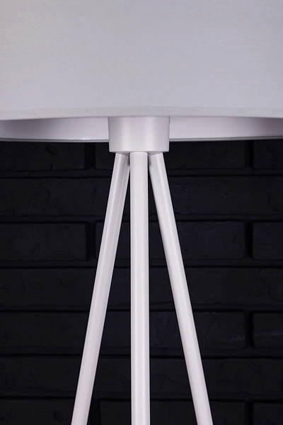 Tripod Floor Lamp 1xE27 Max.40W White Metal/Transparent PVC Cable/Gray Fabric Shade 6010203110511