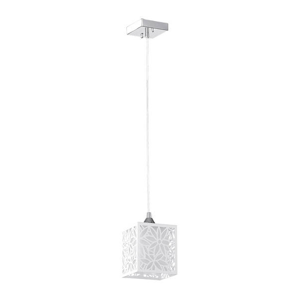 Lampa Wisząca Anika 1xE27 Max.60W Chromowany Metal/Przezroczysty Kabel PCV/Białe Szkło