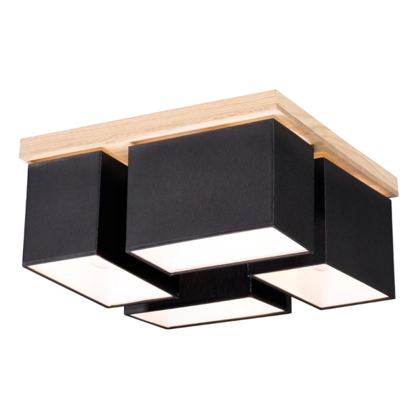 Paloma Ceiling Lamp 4xE27 Max.25W Oiled Oak/Black Fabric Shade 2454474