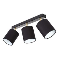 Aprillia Ceiling Lamp 3xE27 Max.25W Black Metal/Gold Metal/Black Fabric Shade 56346304