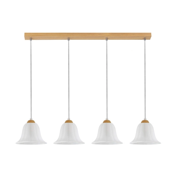 Anna Pendant Lamp 4xE27 Max.60W Oiled Oak/Transparent PVC Cable/White Glass 17940474