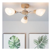 Viletta Wood Ceiling Lamp 3xE27 Max.60W Oiled Oak/Chrome/White 8141374