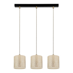 Ora Pendant Lamp 3xE27 Max.25W Black Metal/Transparent PVC Cable/Gold Fabric Shade