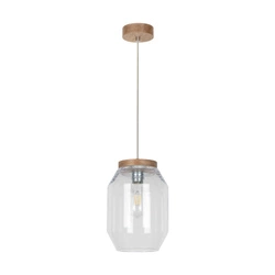 Vaso Pendant Lamp 1xE27 Max.60W Oiled Oak/Transparent PVC Cable/Transparent Glass 169110174