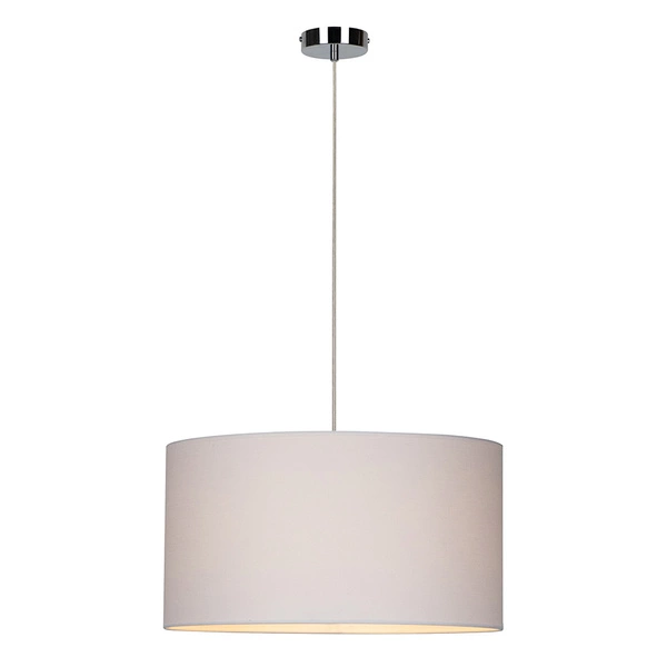 Dove Pendant Lamp 1xE27 Max.60W Chrome Metal/Transparent PVC Cable/White Fabric Shade 15380128