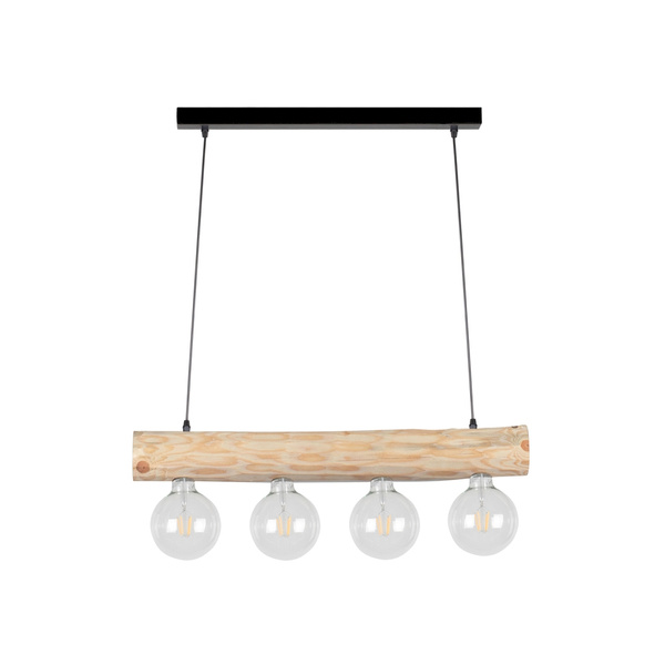 Trabo Simple Pendant Lamp 4xE27 Max.60W Natural Pine/Black Metal/Black PVC Cable