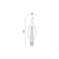 FILAMENT LED E14 4W warm 3000K candle flame decorative bulb