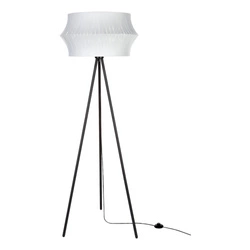 Lampa podłogowa Lotus 1xE27 maks. 40W Czarny metal/czarny kabel PCV/szary klosz z tkaniny