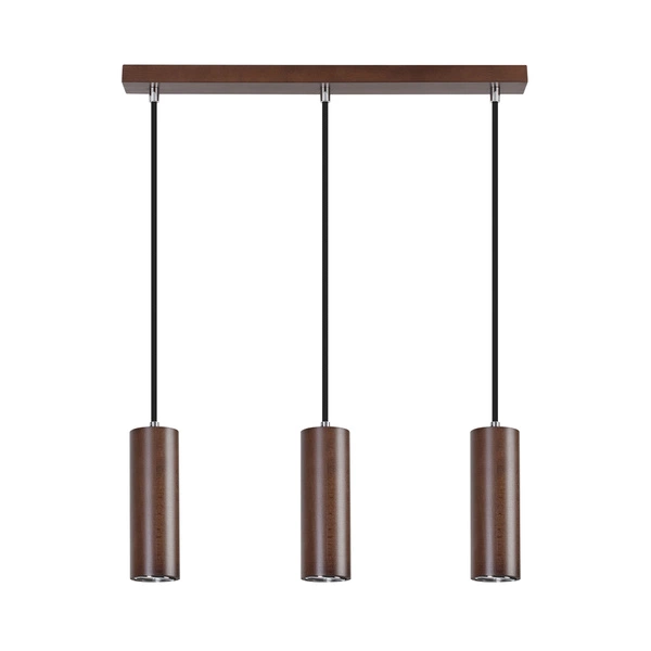 Pipe Pendant Lamp Incl. 3xGU10 LED 5W Walnut/Black 1559376