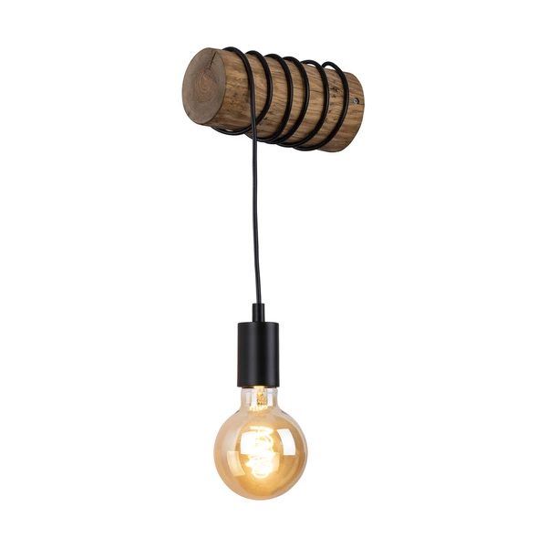 Trabo Short Wall lamp 1xE27 Max.25W Stained Pine/Black/Black PVC 6834151