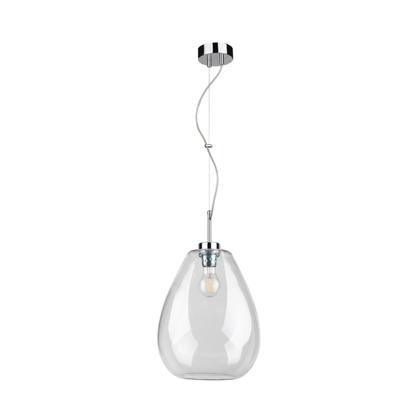 Piro Pendant Lamp 1xE27 Max.60W Chrome Metal/Transparent PVC Cable/Transparent Glass 9822028