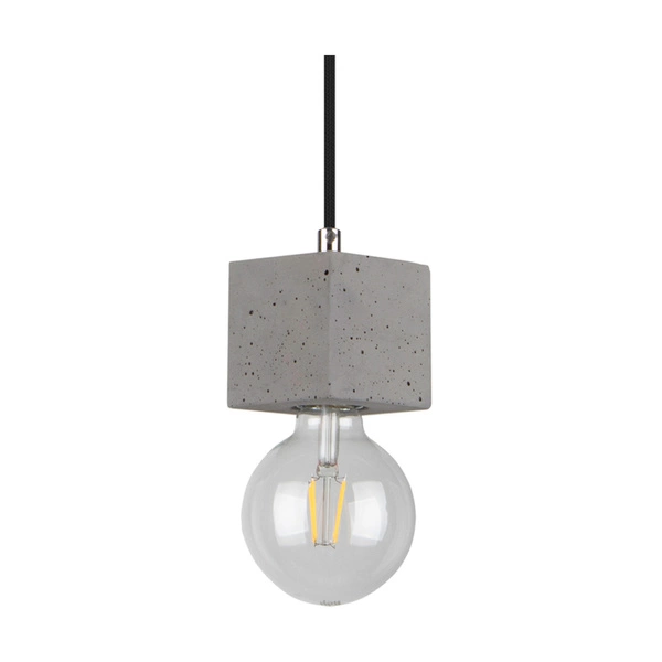 Strong Square Pendant Lamp 4xE27 Max.60W Gray Concrete/Black Fabric Cable 7089436