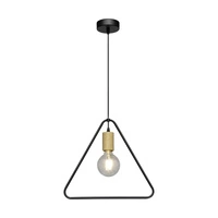 Drewniana lampa wisząca Carsten 1xE27 Max.60W Dąb olejowany/Czarny metal/Czarny kabel z tkaniny 1652174