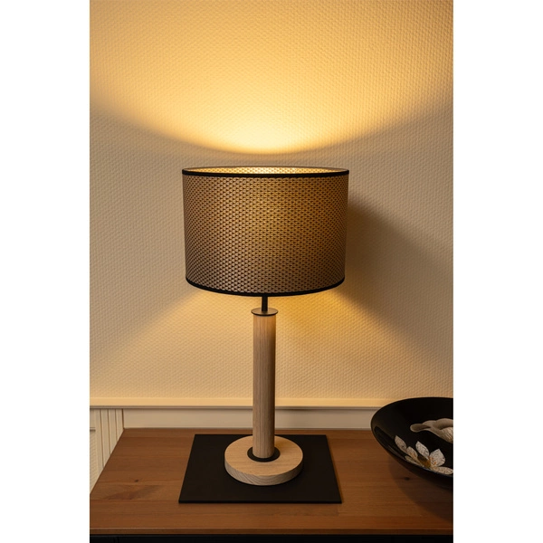 Benita Black Table Lamp 1xE27 Max. 40W Oiled Oak/Black/Brown-Black-Gold 7017400711551