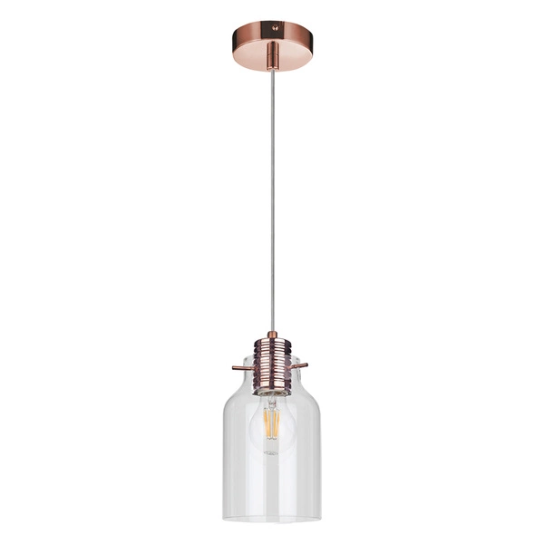 Alessandro Pendant Lamp 1xE27 Max.60W Copper Metal/Transparent PVC Cable/Transparent Glass 1760113