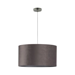 Scarlett Pendant Lamp 1xE27 Max.60W Satin Metal/Transparent PVC Cable/Gray Velvet Shade