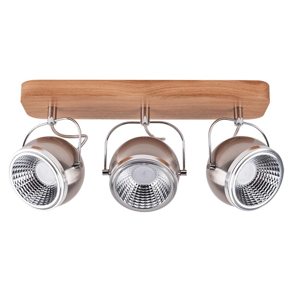 Ball Wood Ceiling Lamp Incl. 3xGU10 6W LED Oiled Oak/Satin Metal/Chrome Metal 5031374