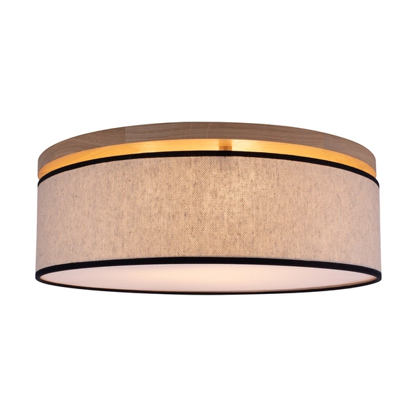 Lampa Sufitowa Ares 3xE27 Max.25W Dąb Olejowany/Jasny Len z czarnym kloszem 4994802