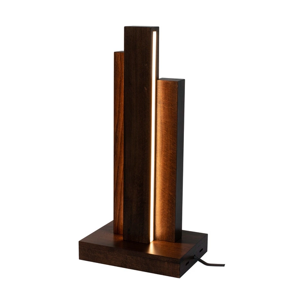 Manhattan Table Lamp 3xLED 24V Integrated 1470lm 3000K 16W Walnut Beech Wood/Black Fabric Cable with Touch Dimmer 7481976