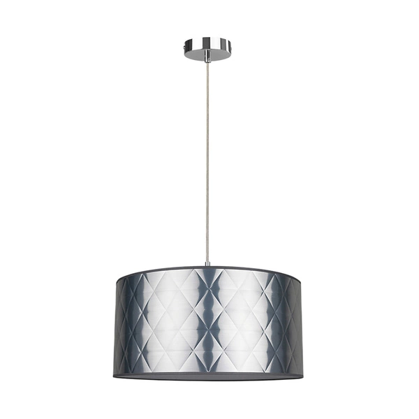 Maxima Pendant Lamp 1xE27 Max.60W Chrome Metal/Transparent PVC Cable/Silver Fabric Shade 1763028