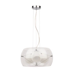 Lampa wisząca Piro 1xE27 maks. 60W chromowany metal/przezroczysty kabel PVC/białe szkło 9824028