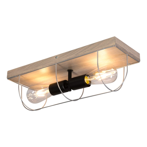 Netuno Wall/Ceiling Lamp 2xE27 Max.15W LED Stained Pine Gray/Black Metal/Silver Metal 92073257