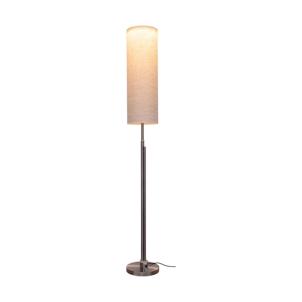 Eleganta Floor Lamp Incl. LED Integrated 1800lm+500lm 3000K 22W Satin Metal/Black Fabric Cable/Beige Linen Shade 15923127