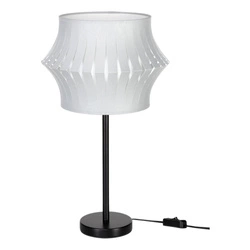 Lampa stołowa Lotus 1xE27 maks. 40W Czarny metal/czarny kabel PCV/szary klosz z tkaniny