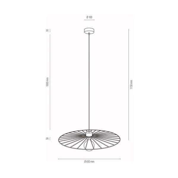 Antonella Pendant Lamp 1xE27 Max.60W Oiled Oak/Black Metal/Black Fabric Cable 189419104