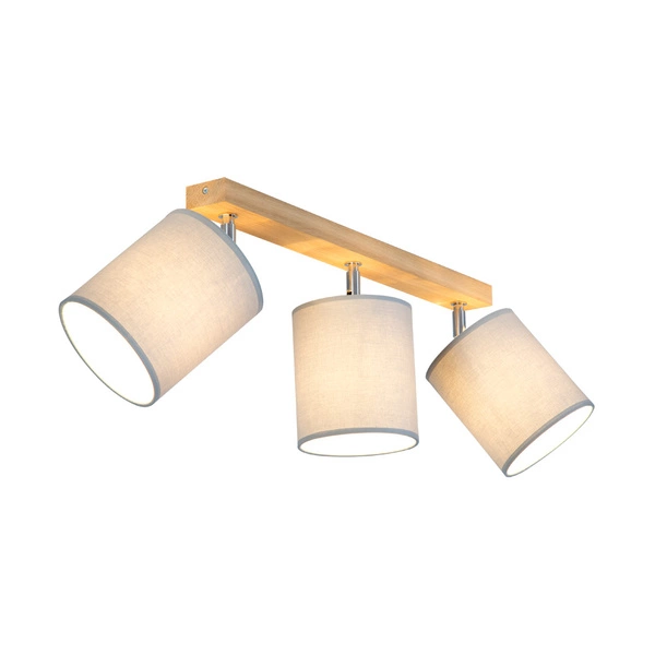 Aprillia lampa sufitowa 3xE27 maks. 25W dąb olejowany/szary klosz z tkaniny 56745374