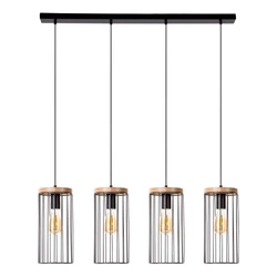 Timeo Pendant Lamp 4xE27 Max.60W Black/Oiled Oak/Black 19619404