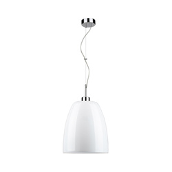 Campana Pendant Lamp 1xE27 Max.60W Chrome Metal/Transparent PVC Cable/White Glass