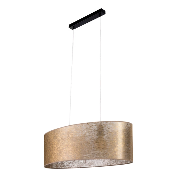 Nevoa Pendant Lamp 2xE27 Max.40W Black Metal/Transparent PVC Cable/Gold Fabric Shade 17940204