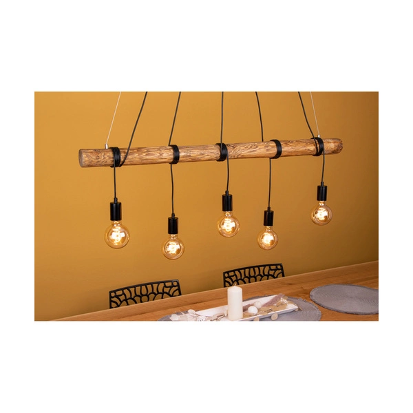 Trabo Long Lampa Wisząca 5xE27 Max.60W Sosna Bejcowana/Czarny 69304504