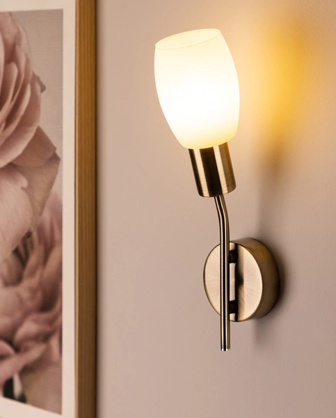 Tosca Wall Lamp 1xE14 Max.40W Patina Metal/White Glass 9033111