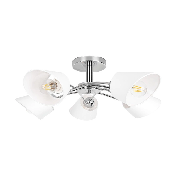 Lampa sufitowa Mette 5xE27 maks. 40W chromowany metal/biały klosz z tkaniny 8341528