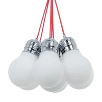 Lampa wisząca z żarówką 7xE27 maks. 60W chromowany metal/czerwony kabel z tkaniny/białe szkło 2810728