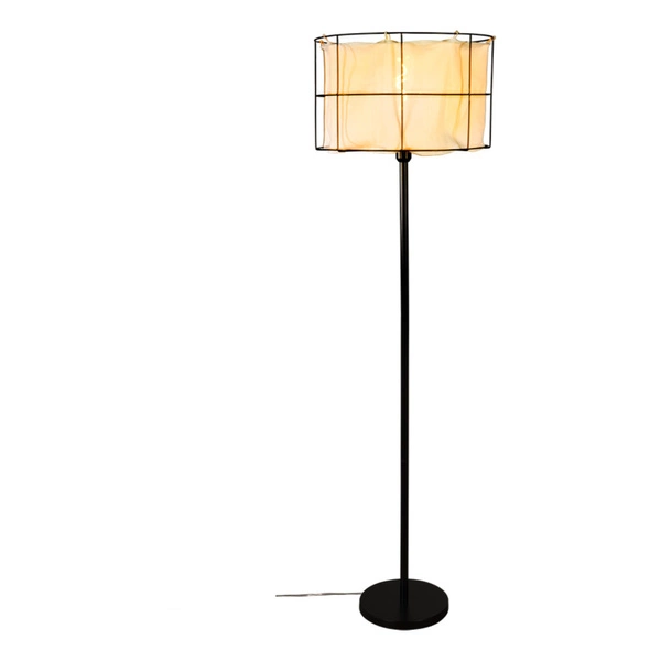 Marinero Floor Lamp 1xE27 Max.15W LED Black/Black PVC/Black-White Linen 124430104