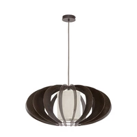 Lampa wisząca Keiko 1xE27 maks. 60W drewno wenge/czarny metal/beżowy klosz z tkaniny 1030151